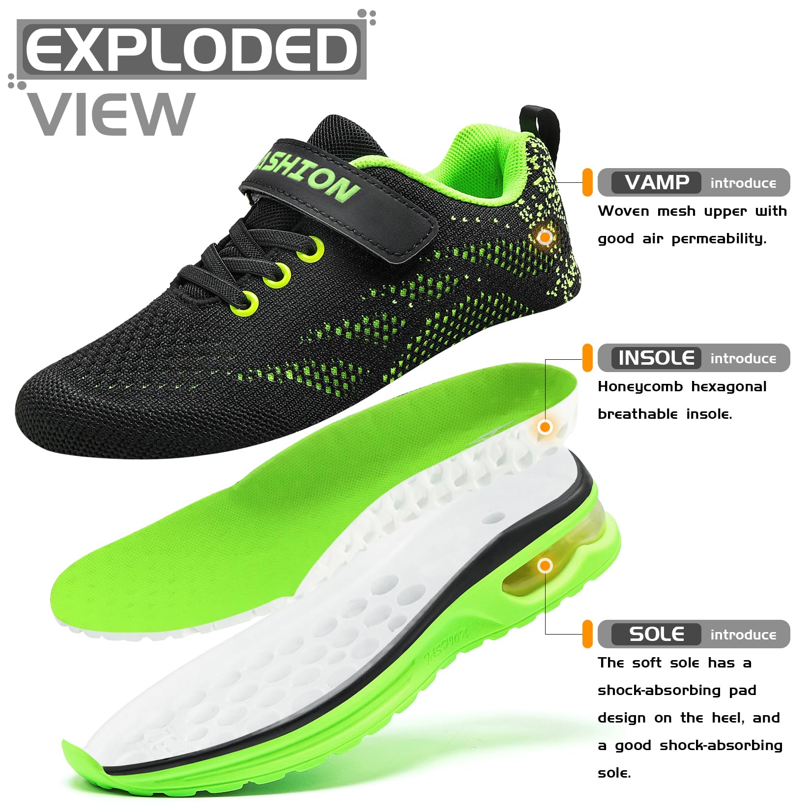 ASHION Kinder Turnschuhe Jungen Sneaker Kinderschuhe Mesh Atmungsaktiv Outdoor Laufschuhe