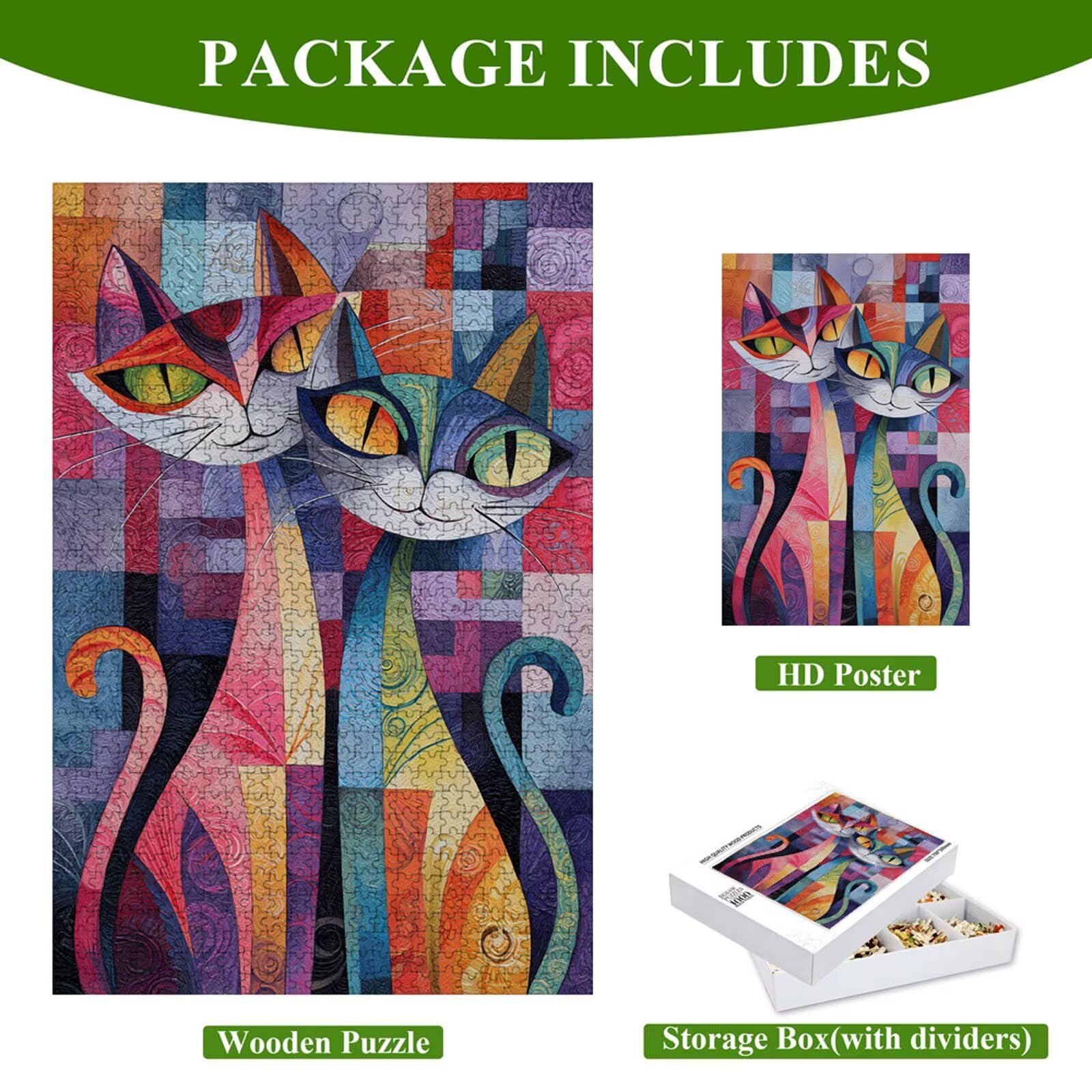 Puzzle 1200 Piezas Adultos Abstracto & Gato, Rompecabezas con Letras Traseras y Póster, Pasatiempo Antiestrés, Decoración de Pared, Regalo Decorar Mujer Hombre 75 x 50 cm (14 Años +) P3#781