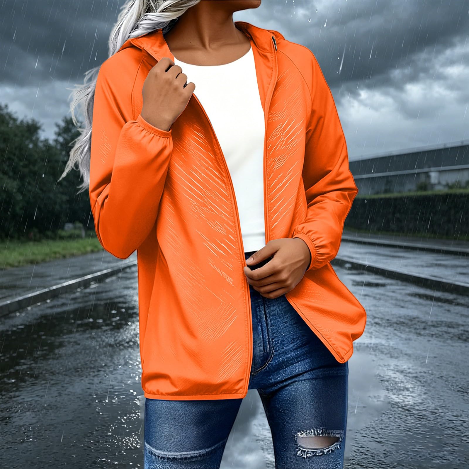 Chubasquero para mujer, resistente al agua, transpirable, chaqueta de entretiempo con capucha, plegable, deportiva, cortavientos, senderismo, chaqueta para exteriores, trekking, chaqueta softshell