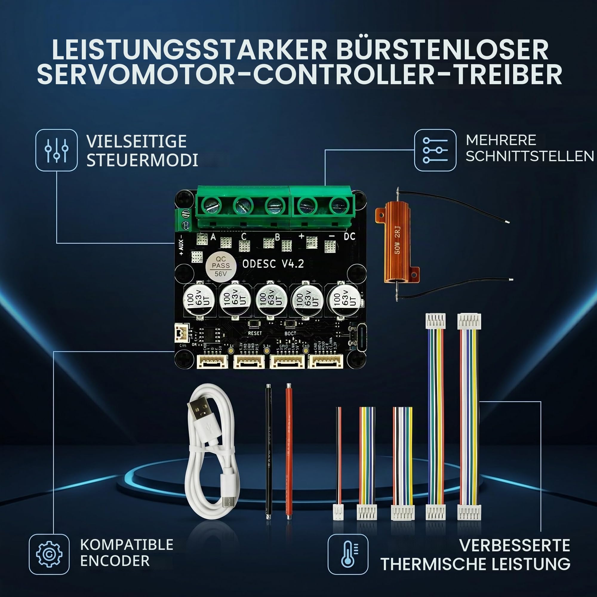 Bürstenloser Servomotor Controller FOC BLDC Hochstrom Treiberplatine V4.2 Einzelantrieb für präzise Motorsteuerung und hohe Leistungsfähigkeit