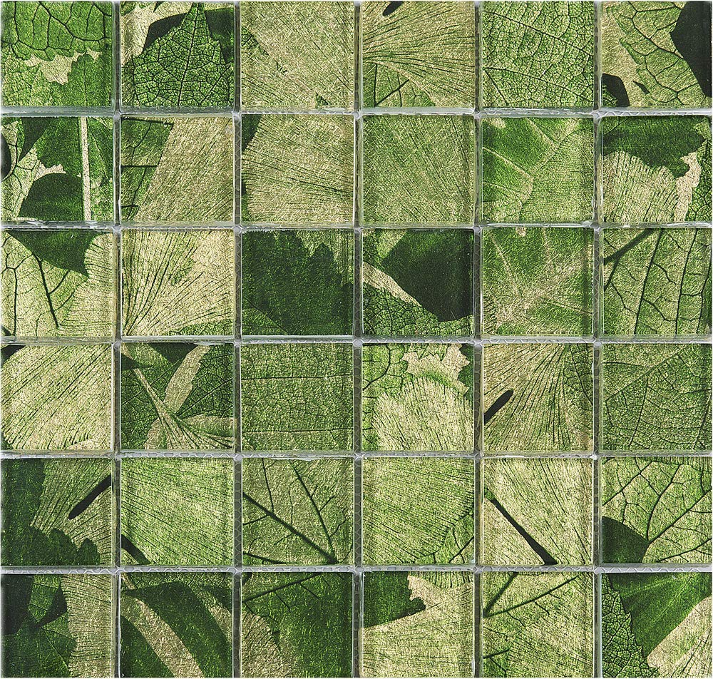 TSLG-02 2x2 Green Glass Mosaic Tile backsplash for Kitchen and Bath (10 Sheets)