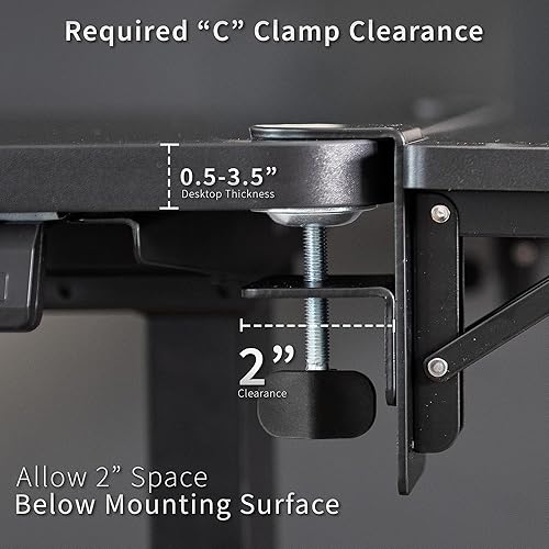 Miniatura 6 de VIVO Clamp-on 6 x 9 inch (11 Including Clamps) Desk Extender, Wrist Support, Armrest Tray, Table Mount for Sit Stand Desks, Black, DESK-EXT09