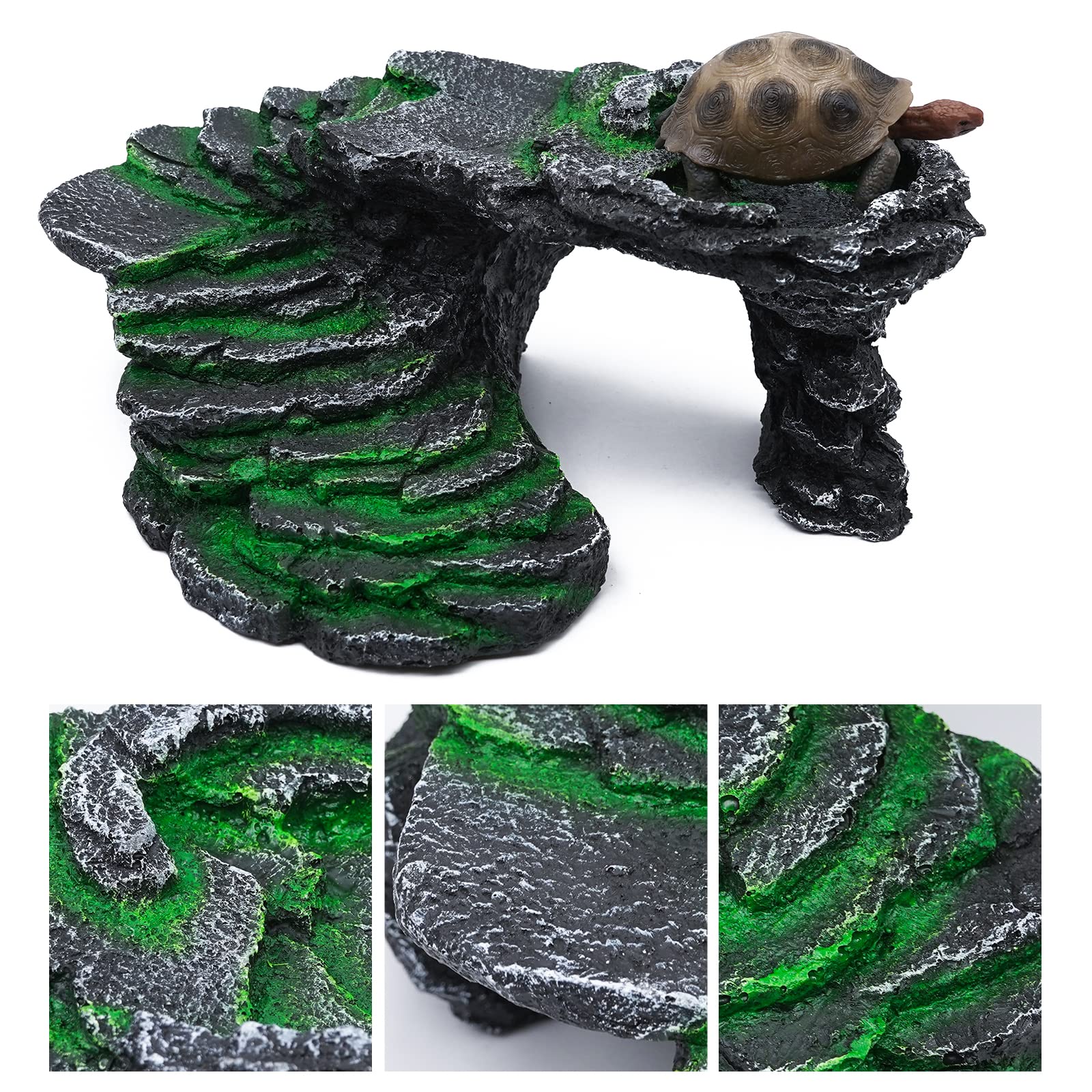 Abri pour Tortue Terrasse Trou de Tortue Peau Decoration Aquarium Cachette Reptile ​RéSine Bronzage Rock Barbu Dragon Accessoires Reptile DéCoration