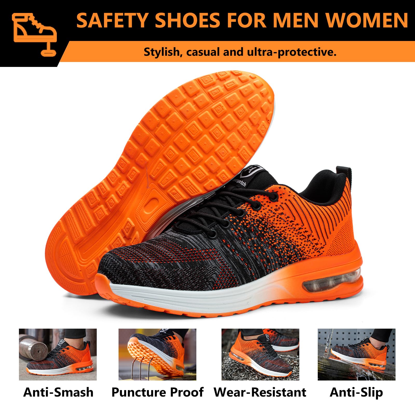 Baofular Scarpe Antinfortunistiche Uomo Donna Leggere Scarpe da Lavoro Comode Scarpe Sicurezza Antiscivolo Traspiranti