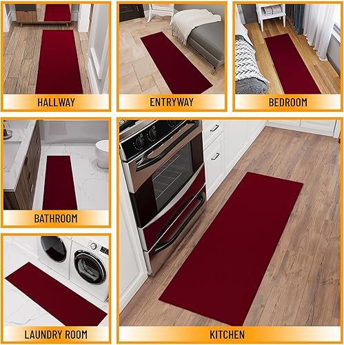 Miniatura 76 de Sweet Home Stores Alfombra lavable antideslizante con parte trasera de goma para cocina, pasillos, baño, entrada, dormitorio, 2 pies 3 pulgadas x 3