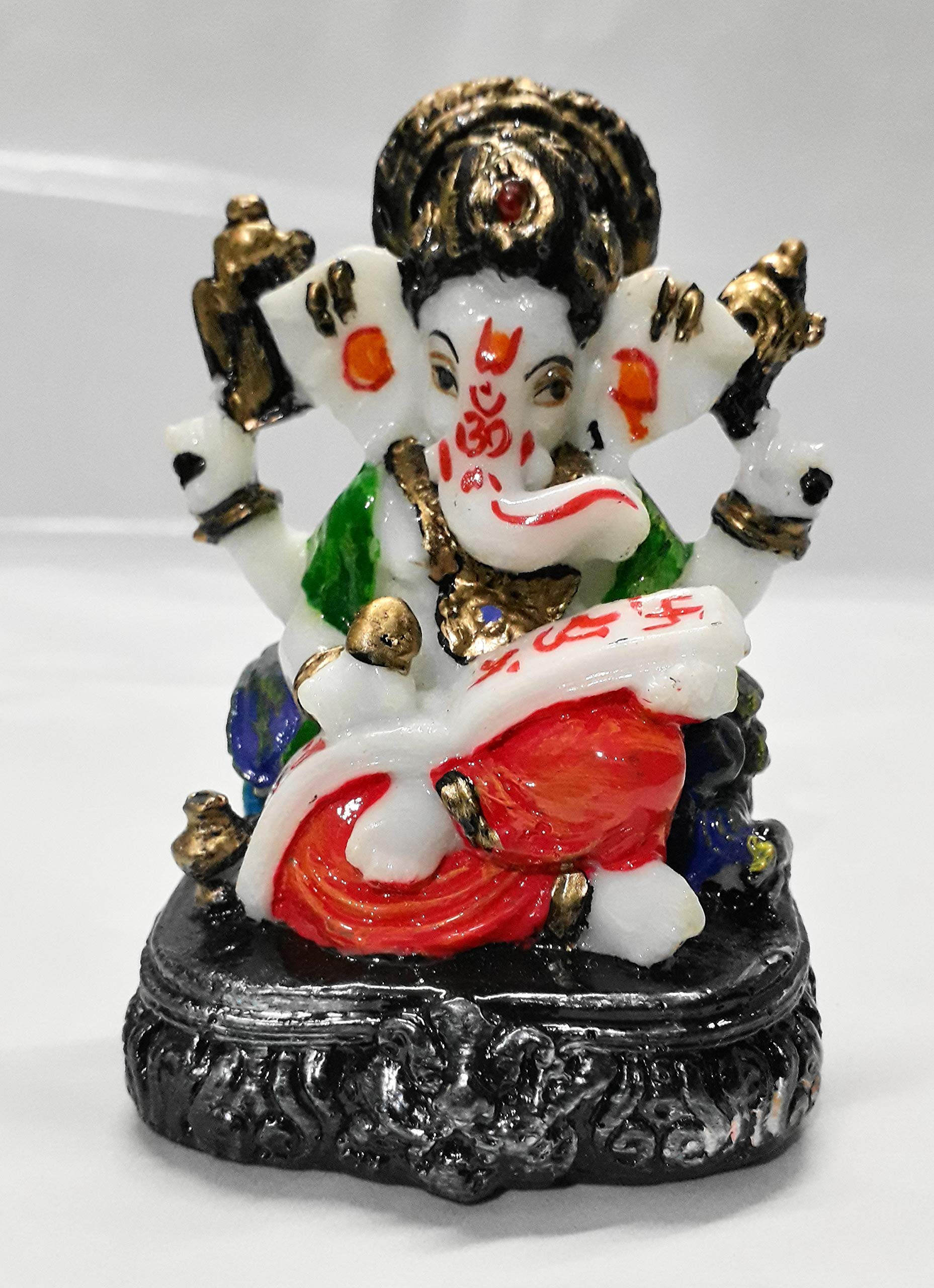 Robin Teper Teper Ganesh 0010 Look Goddess Bappa Idol Handicraft Statue ,Mangalmurti,Ek Dant/0piritual Puja Vastu Showpiece Fegurine Religious Murti { LxBxH 8x6x10 cm .155 G }