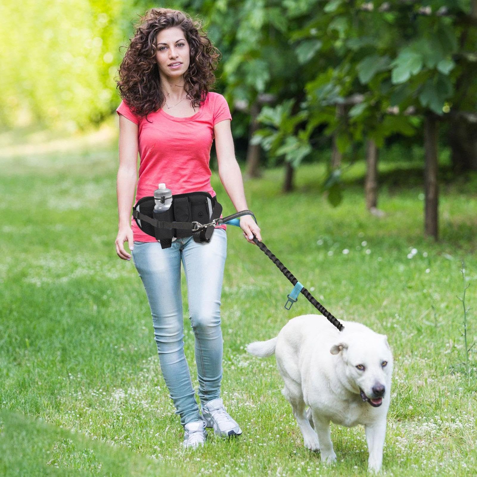 Para Cinturón Para Perros - Mochila De Cintura Para Ejercicios Para Perros | Riñonera Con Correas Ajustables | Funcional Para Pasear Perros | Correa Elástica Para Entrenamiento De Mascotas