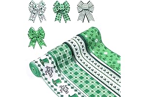 4 Rolls St. Patrick's Day Grosgrain Ribbon 2.5" Wired Ribbon for Wreath Making