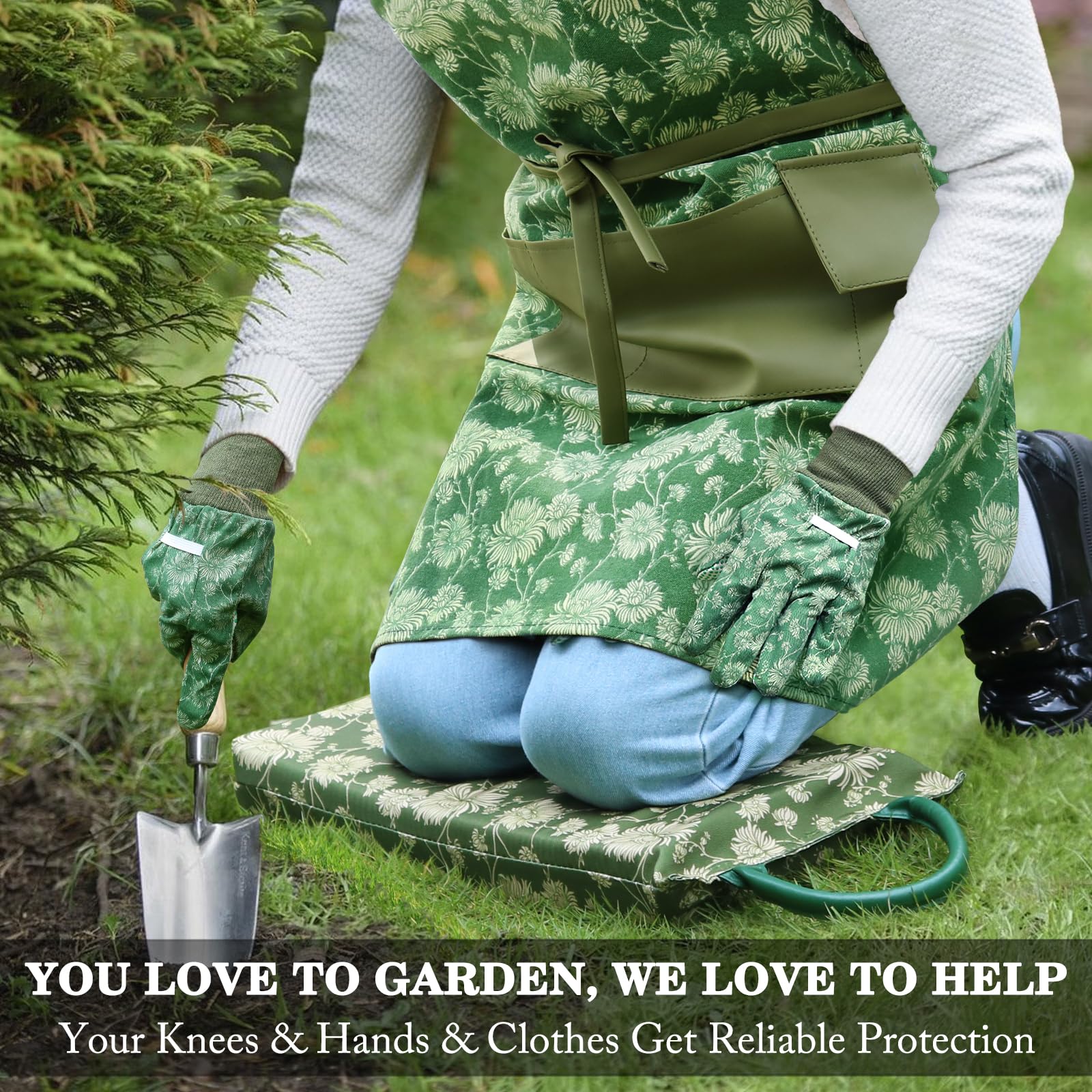 Colwelt Gardening Kneeling Pad Set, Gardening Gifts for Women Gardeners Elegant Pattern Garden Kneeler Pad Set - Image 2