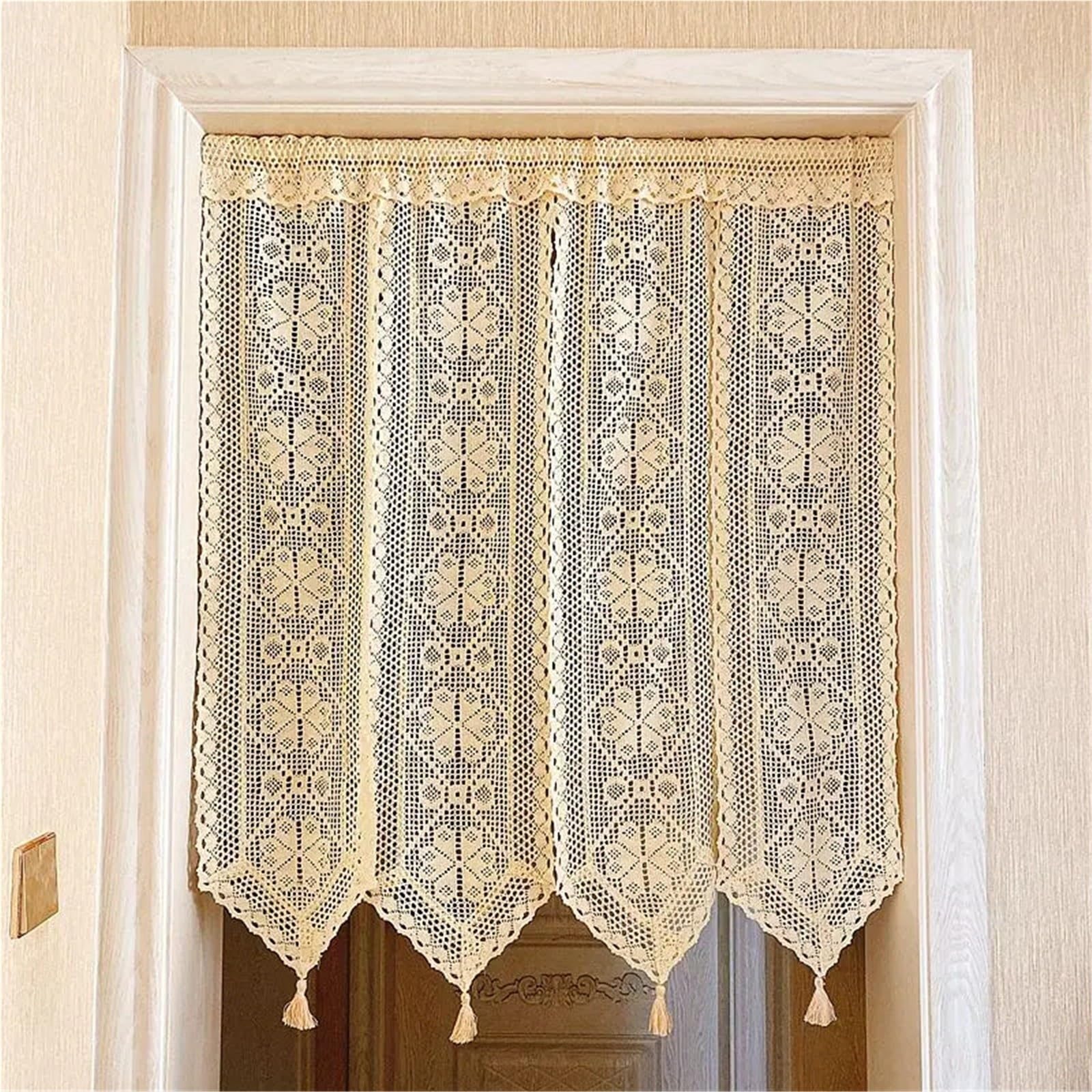 Rideau Macramé Rideaux de Porte 1 pièce avec Pompon