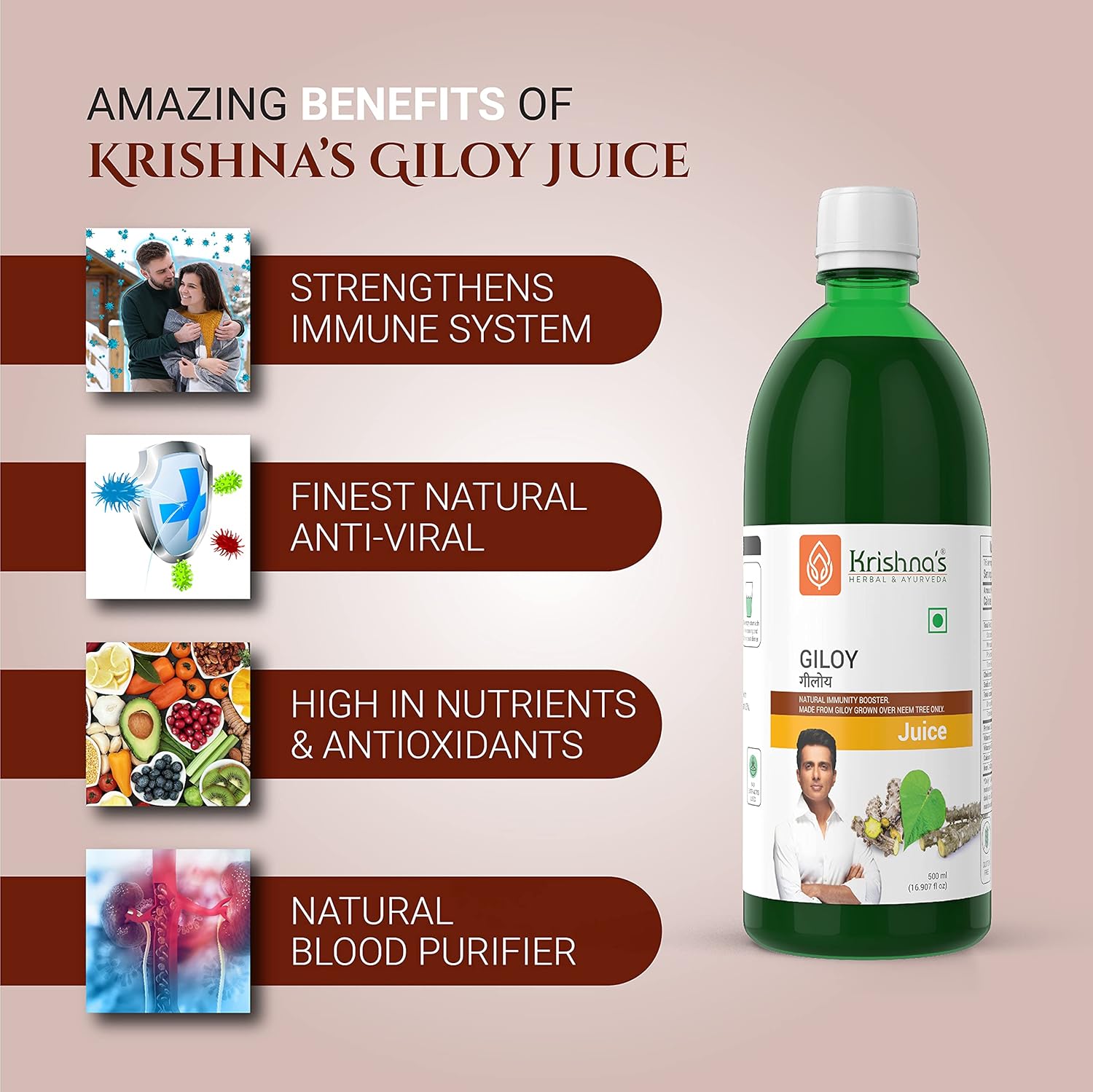 Krishna's Herbal & Ayurveda Geloy Juice - 500 Ml (Pack of 2)