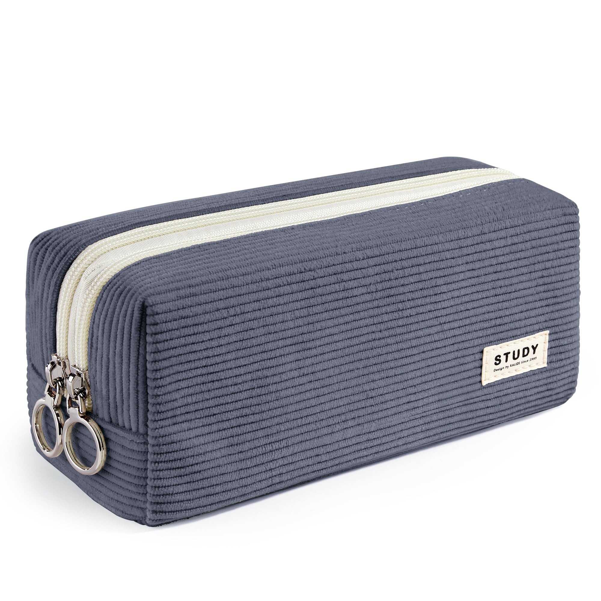KALIDI Corduroy Pencil Case Pen Bag Large with 2 Compartment Stationery Storage School Office Organizer โ image 1