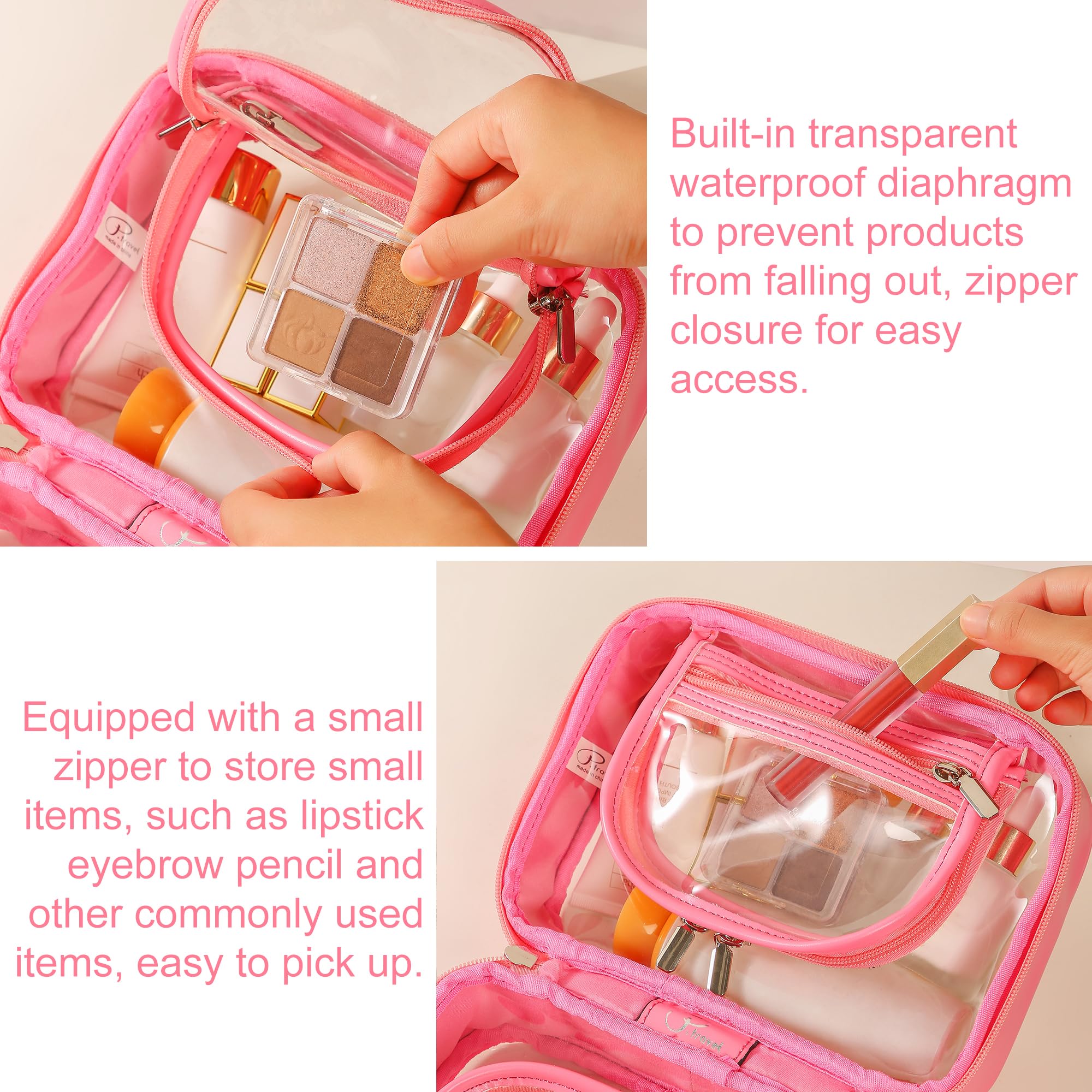 Veki Transparent Kosmetiktasche, Doppelte Lage Reise Kulturbeutel, Wasserdichter Kulturtasche, Groß Kapazität Öffnen Sie Kosmetikbeutel, Make Up Tasche Organizer für Damen und Mädchen