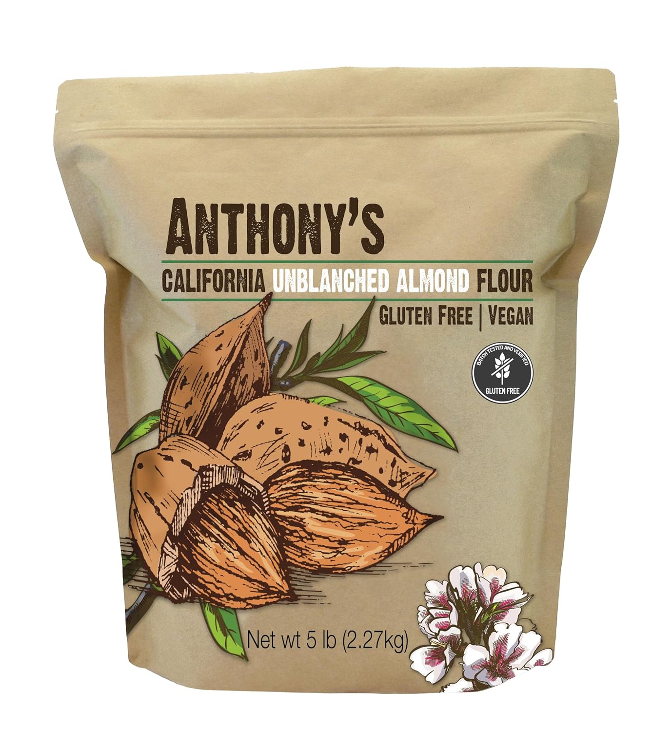 Anthony's Almond Meal Flour, Unblanched, 5 lb, Gluten Free, Non GMO, Keto Friendly