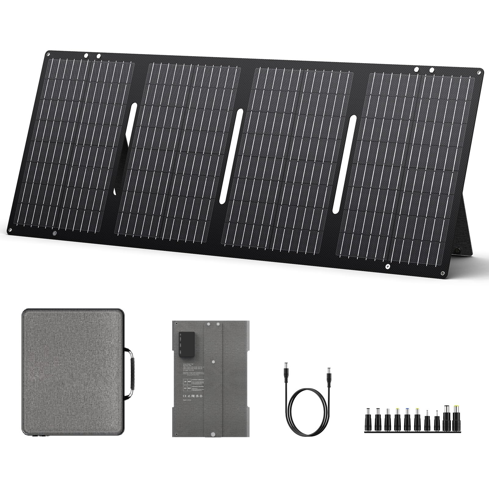 SinKeu Składany panel słoneczny 60 W, 18 V, przenośny moduł solarny z wyjściem USB-A/typ C/DC i torbą do przenoszenia, ładowarka solarna do stacji Powerstation R300, generator solarny, kemping, balkon