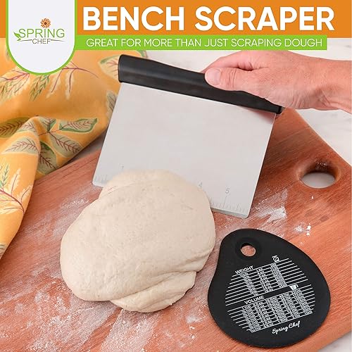 Miniatura 6 de Spring Chef Pelador de verduras giratorio de alta calidad y raspador de banco de acero inoxidable con raspador de cuenco adicional, paquete de 2