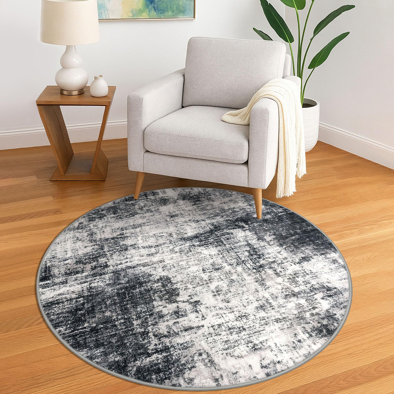 IOHOUZE Round Area Rug 5 Ft Circle Entryway Rugs Round Washable Door Mat Indoor Entrance Non Slip Circle