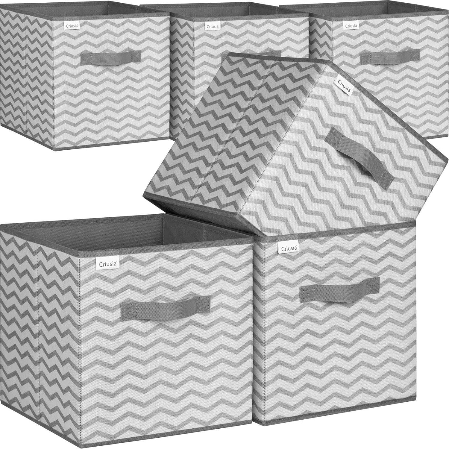 Storage Bins, 6 Pack Collapsible Fabric Storage Cubes