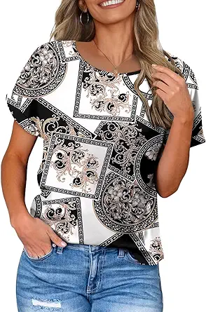 KISSMODA Summer Short Sleeve T Shirt Loose Fit Casual Dressy Women Top 2025 Trendy Ladies Fashion Blouses(S-3XL)