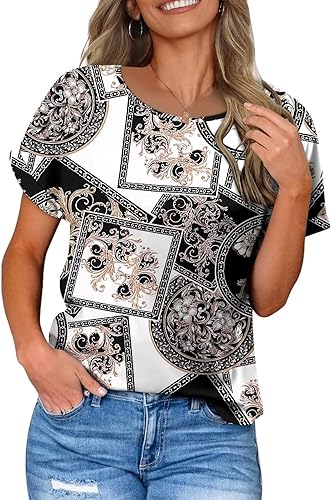 KISSMODA Summer Short Sleeve T Shirt Loose Fit Casual Dressy Women Top 2025 Trendy Ladies Fashion Blouses(S-3XL)