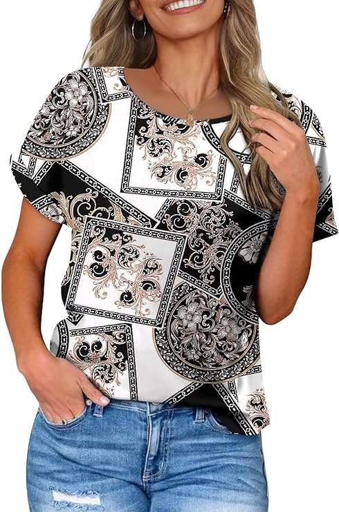 KISSMODA Summer Short Sleeve T Shirt Loose Fit Casual Dressy Women Top 2025 Trendy Ladies Fashion Blouses(S-3XL)