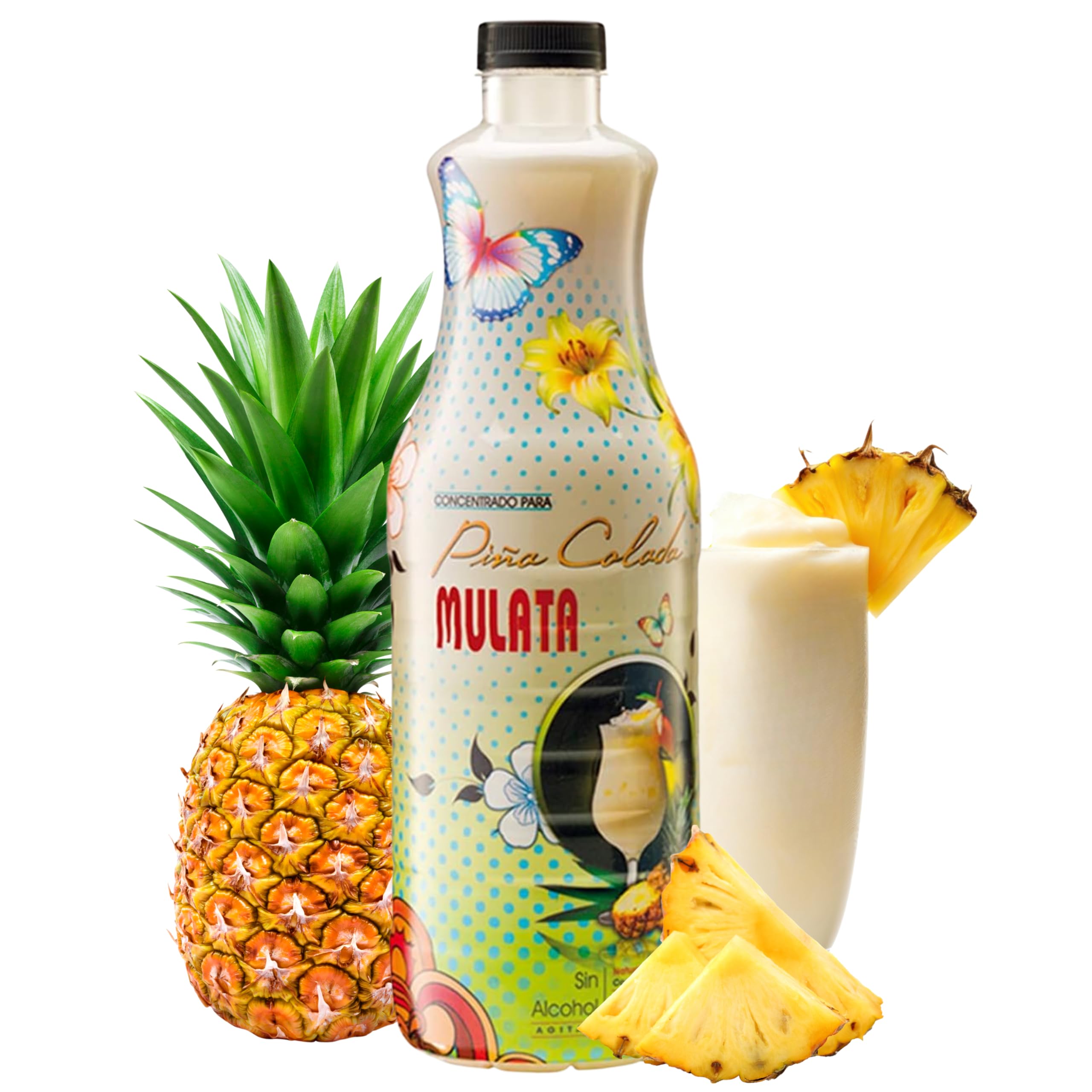 Mulata Concentrado Piña Colada 1.5L - Concentrado para 25 piñas coladas perfectas y fáciles en segundos - Elaborado con zumo de piña y aroma natural de coco