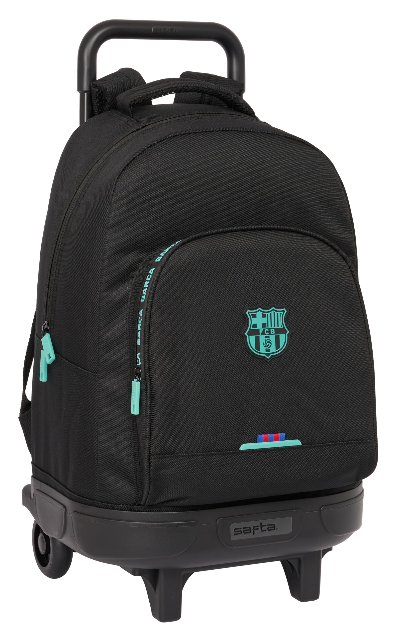Safta F.C. BARCELONA 3ª EQUIPACIÓN - Mochila Grande con Ruedas, Compacta, Extraíble, Ideal para Niños de Diferentes Edades, Cómoda y Versátil, Calidad y Resistencia, 33x22x45 cm, Color Negro