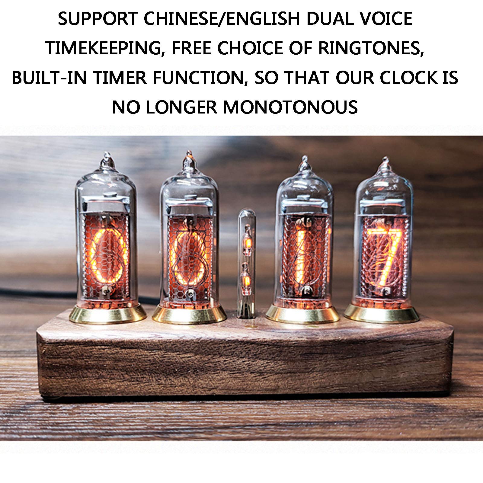 Spersonalizowane prezenty, Nixie Tube Clock, Retro Nixie zegarek Bluetooth, 10 poziomów jasności regulowanych Nixie R, zegarek męski czarny orzech włoski, mme, kreatywny