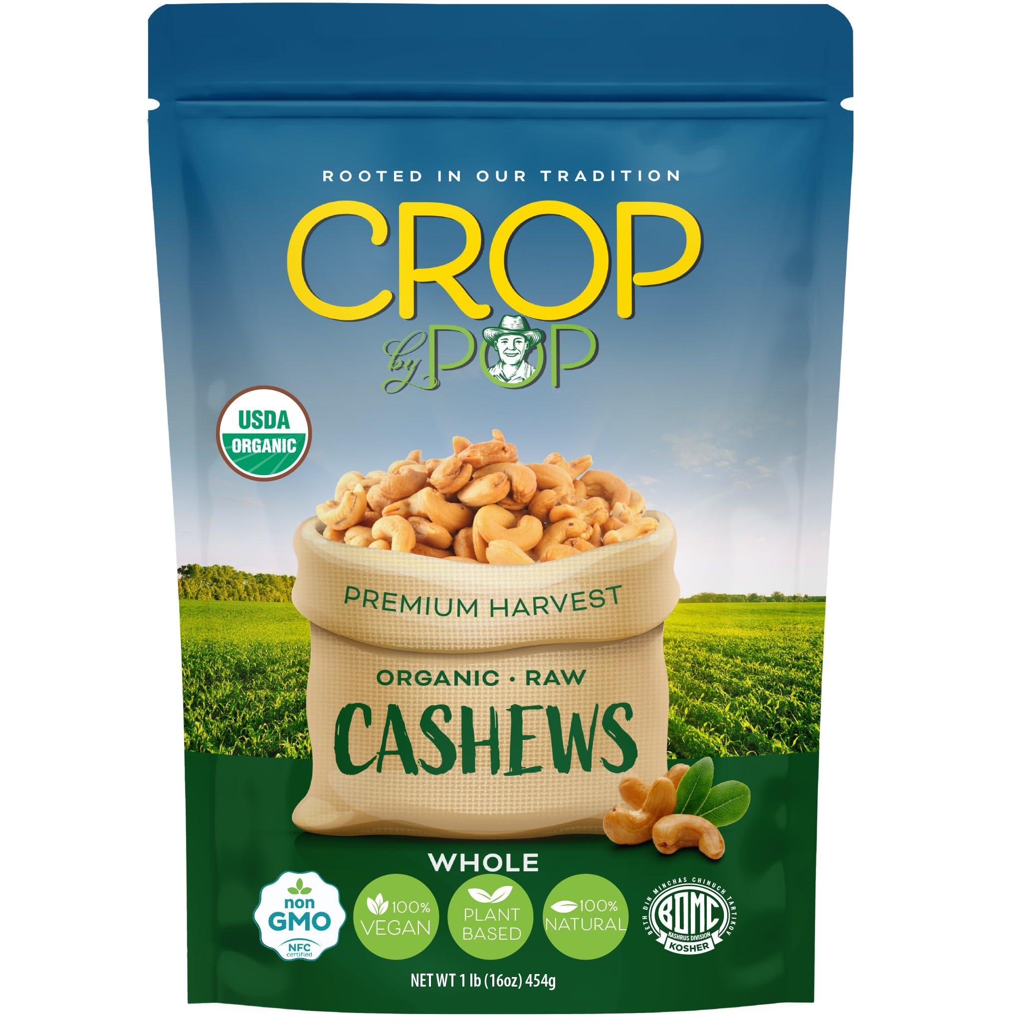 CROP BY POP Organic Raw Whole Cashews