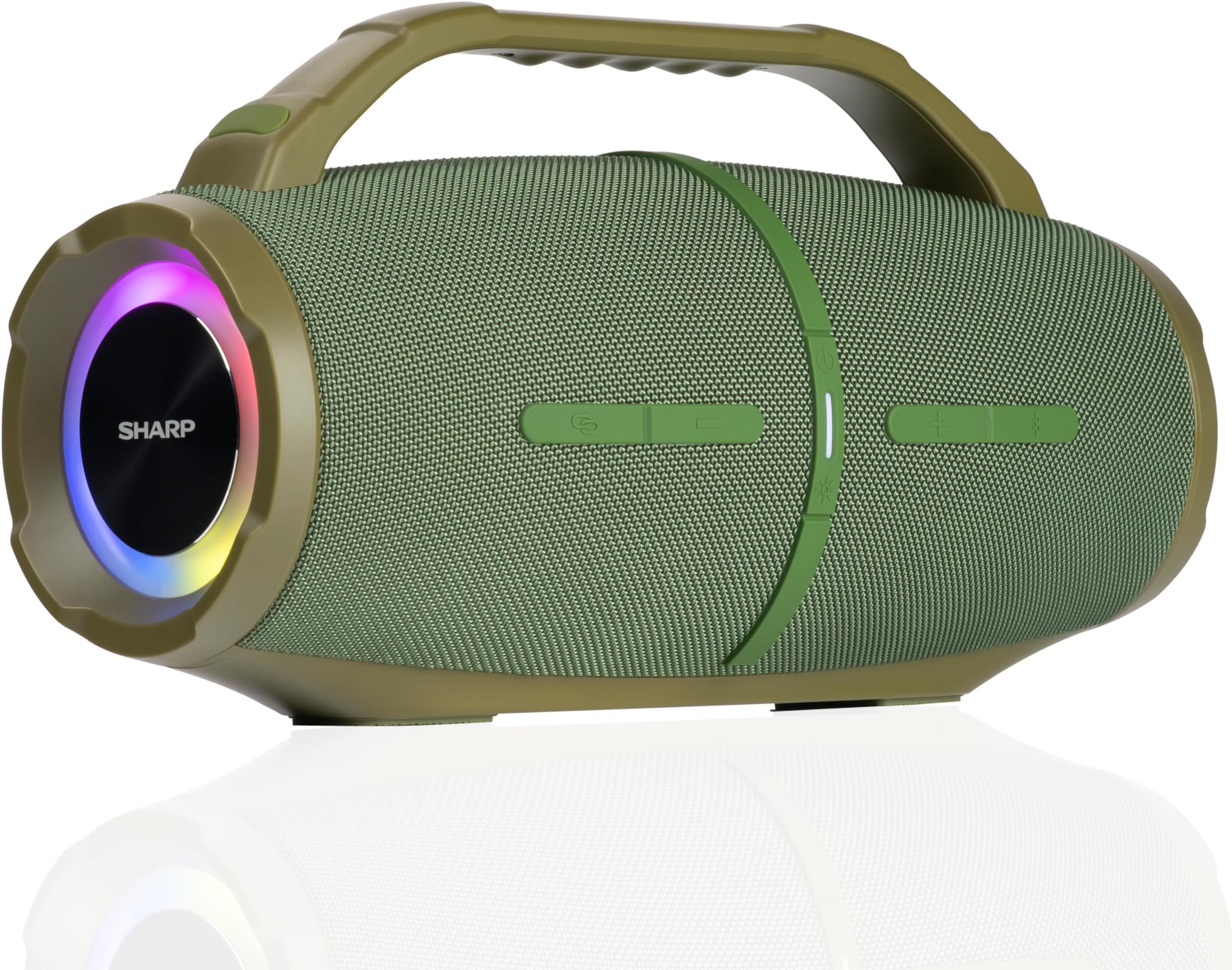 GX-BT490 Bluetooth Speaker with DSP Technology | Waterproof IP67 | 10 Hour Playtime | Light Effects | 120W Max Power with Deep Bass | True Wireless Pairing | Hands-Free Calling | Strap | Green