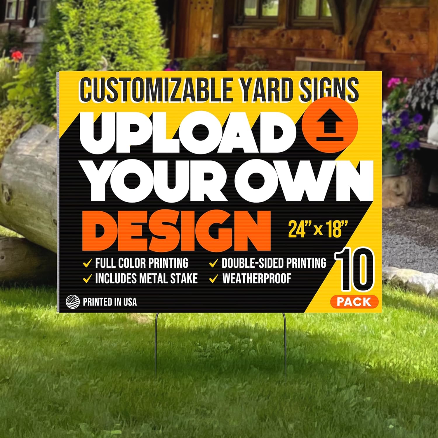 24x18" Custom Yard Signs for Business Double-Sided Personalized Photo Sign with Stakes, Customizable Real Estate Sale Lawn Stake Signs, Customized Estate Sign for Yard (10-Pack)