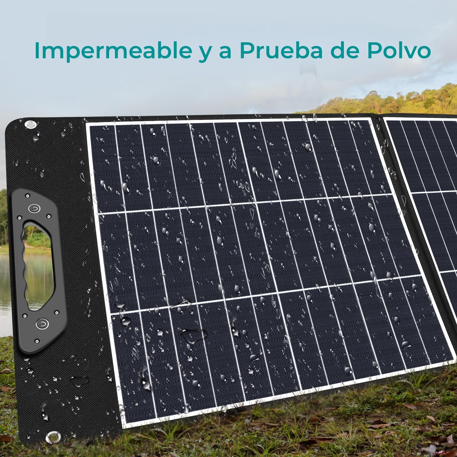 Panel Solar 200W, Placa Solar Portátil Monocristalino con USB-C 18W, Adaptadores XT60 Anderson DC5521, Soportes Ajustables para Estación de Energía Exteriores Camping RV