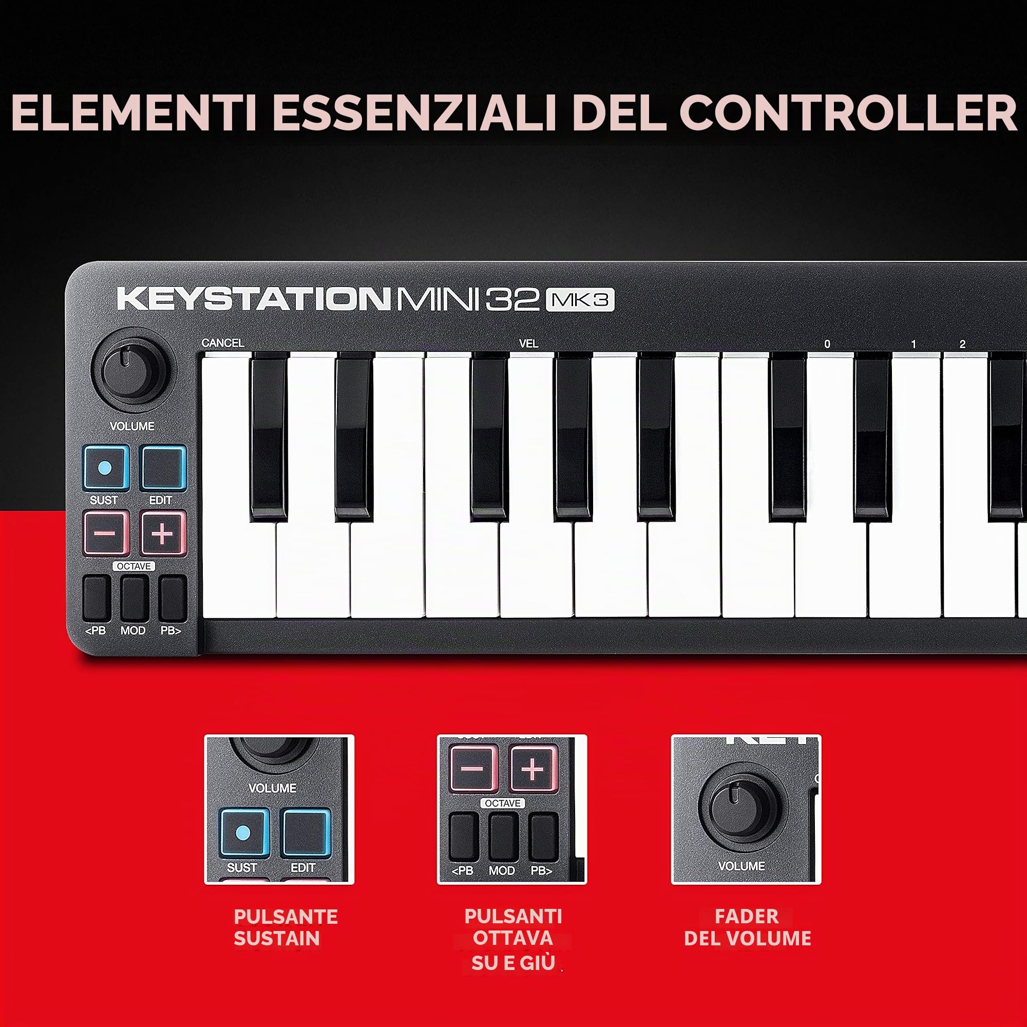 AKAI Professional MPD218 - Controller MIDI USB con Pad MPC e Manopole + M-Audio Keystation Mini 32 MK3 - Mini Tastiera MIDI Controller USB Portatile