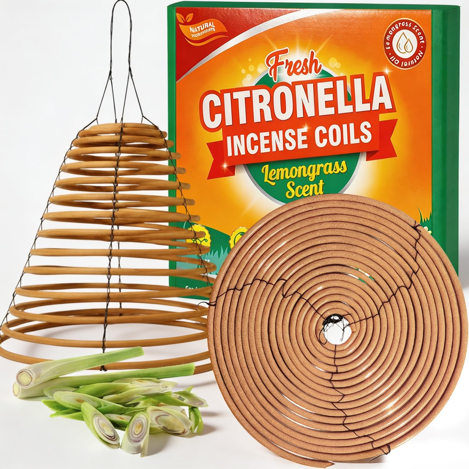DERDUFT Large Citronella Hanging Incense Coils 2 Pack for Outdoor