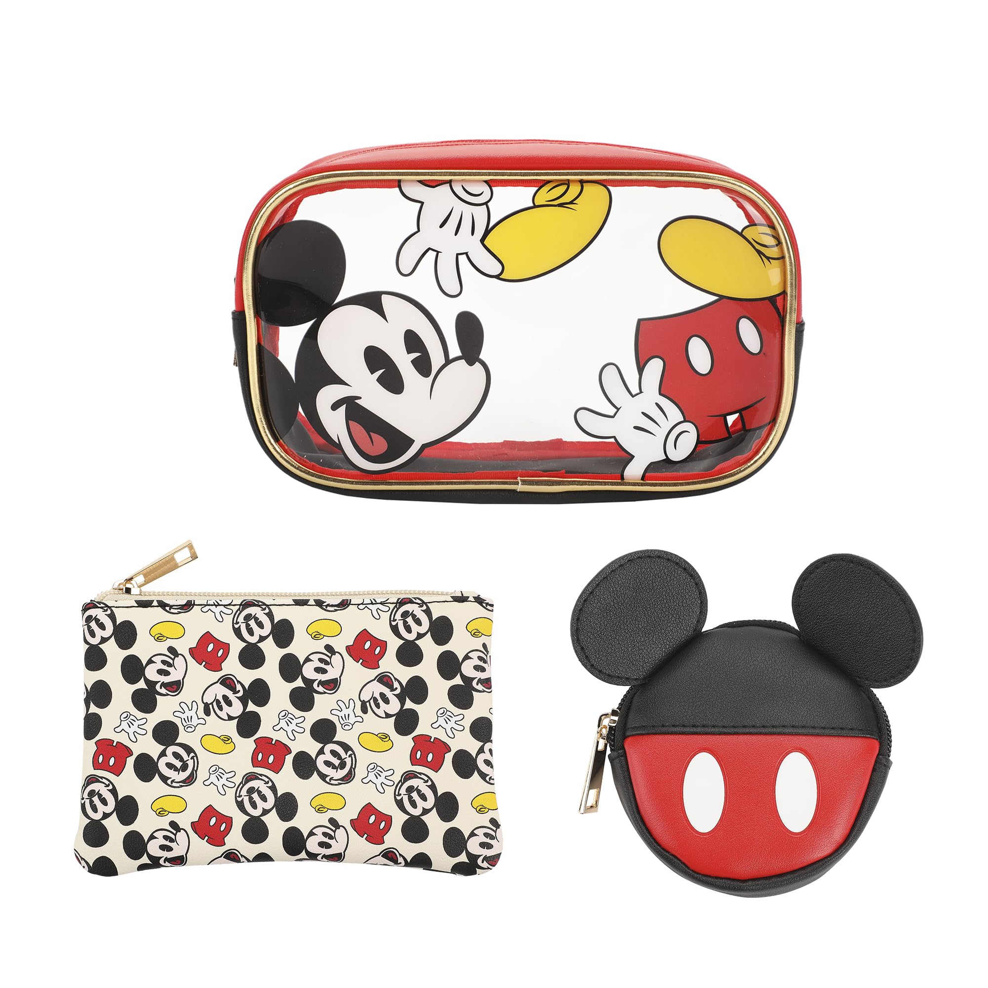 Bioworld Mickey Mouse Classic Women's Novelty Cosmetic Bag (Set of 3)