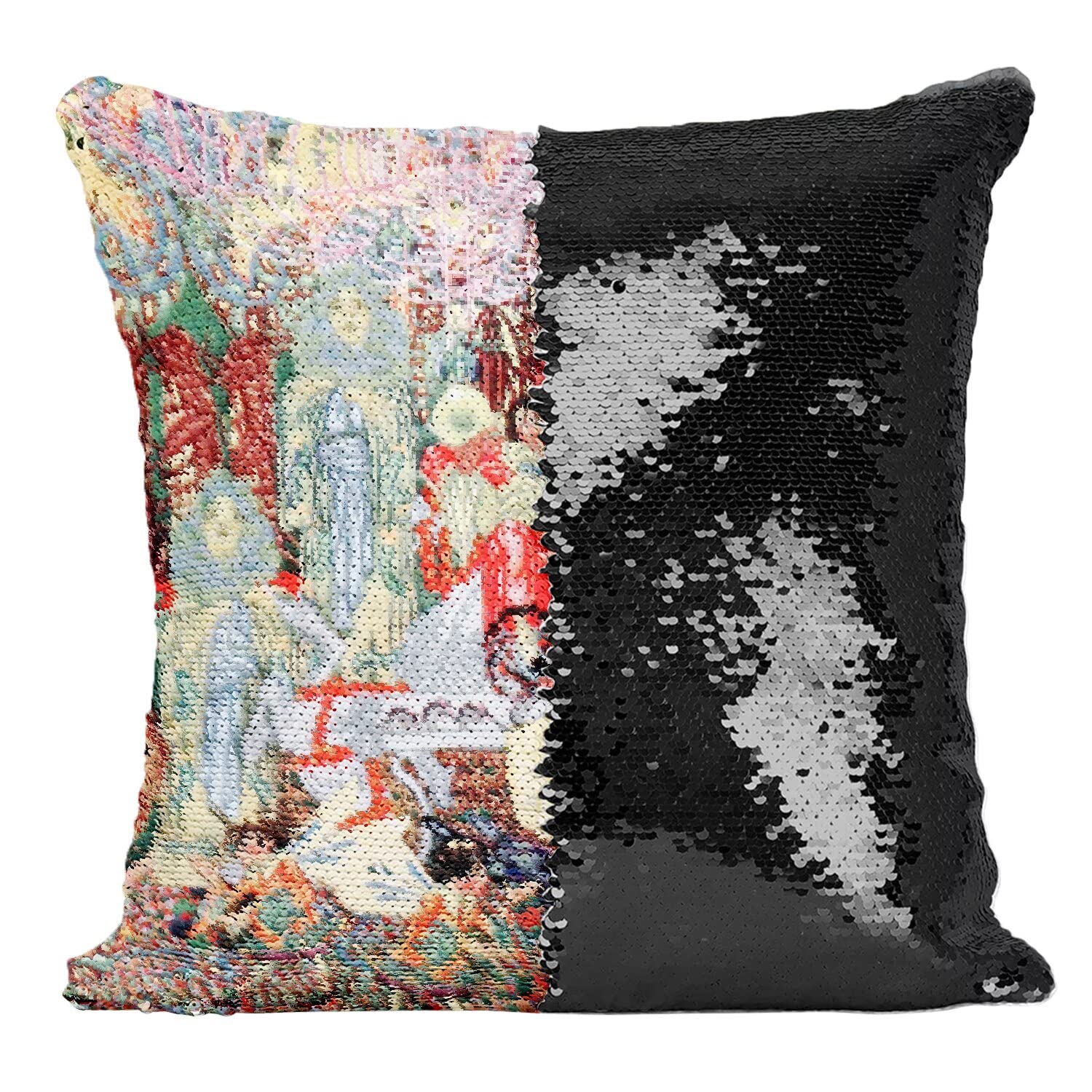 Coussin Sequin Paillettes Noir d'Artiste Illustration Dugald Walker