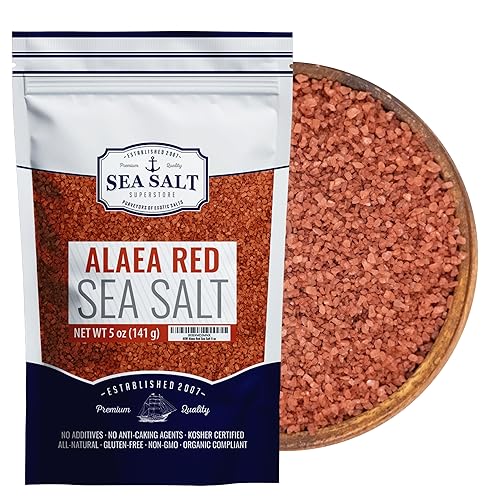 Sal marina hawaiana roja de Alaea, sal de acabado rojo para añadir color a cualquier plato, hecha con arcilla de Alaea, bolsa de 5 onzas -