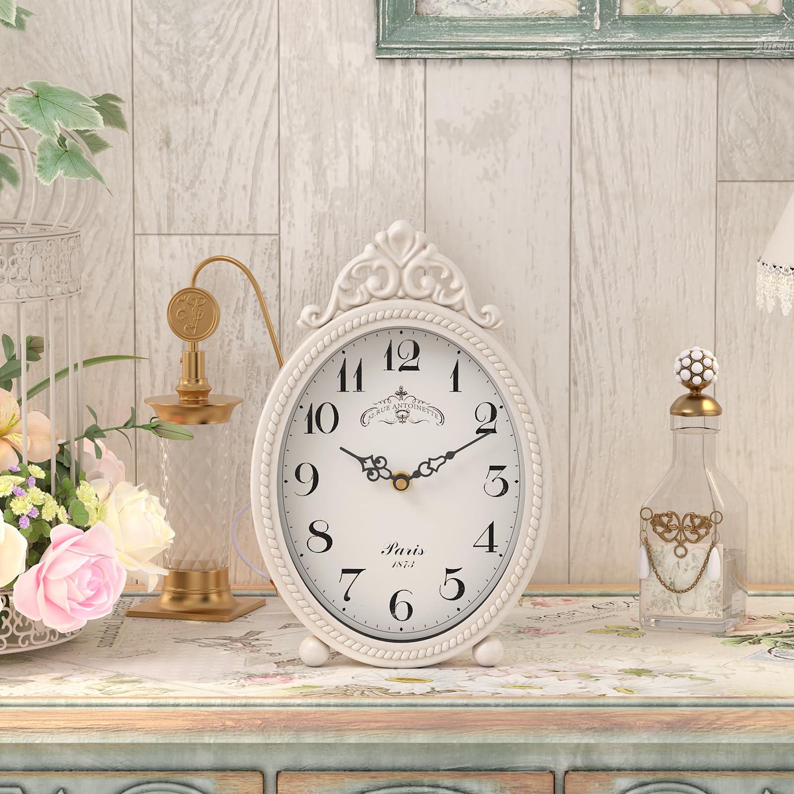 Vintage French Table Clock - Antique White -4 Vintage French Table Clock - Antique White -4
