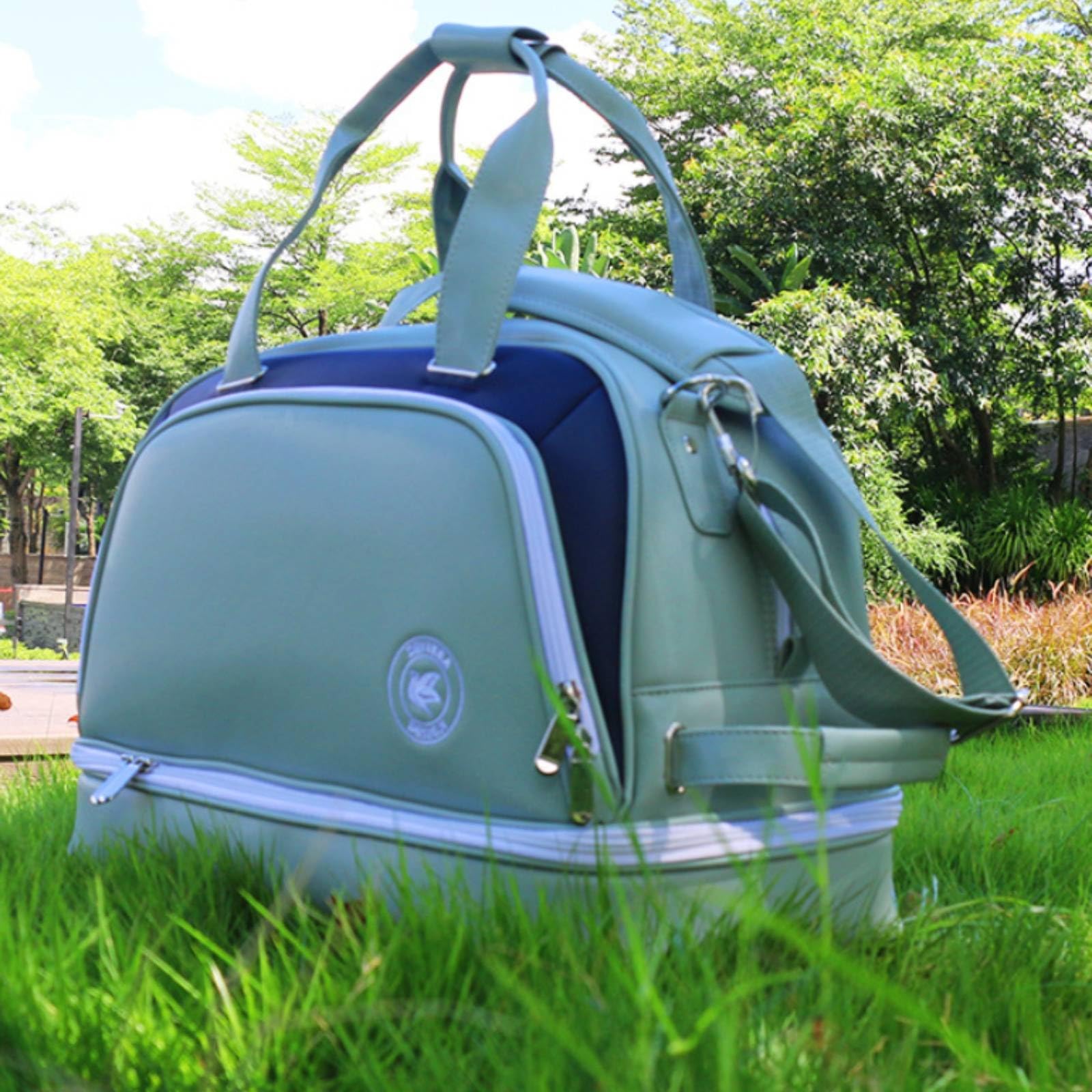 LOVIVER Borsa da Golf Borsone Sportivo Borsa Porta Vestiti Sacca Porta Scarpe in Pelle PU Antipioggia con Tasca Scarpe Separata per Spostamenti Albergo Adulti, Arancione, Arancione E Beige