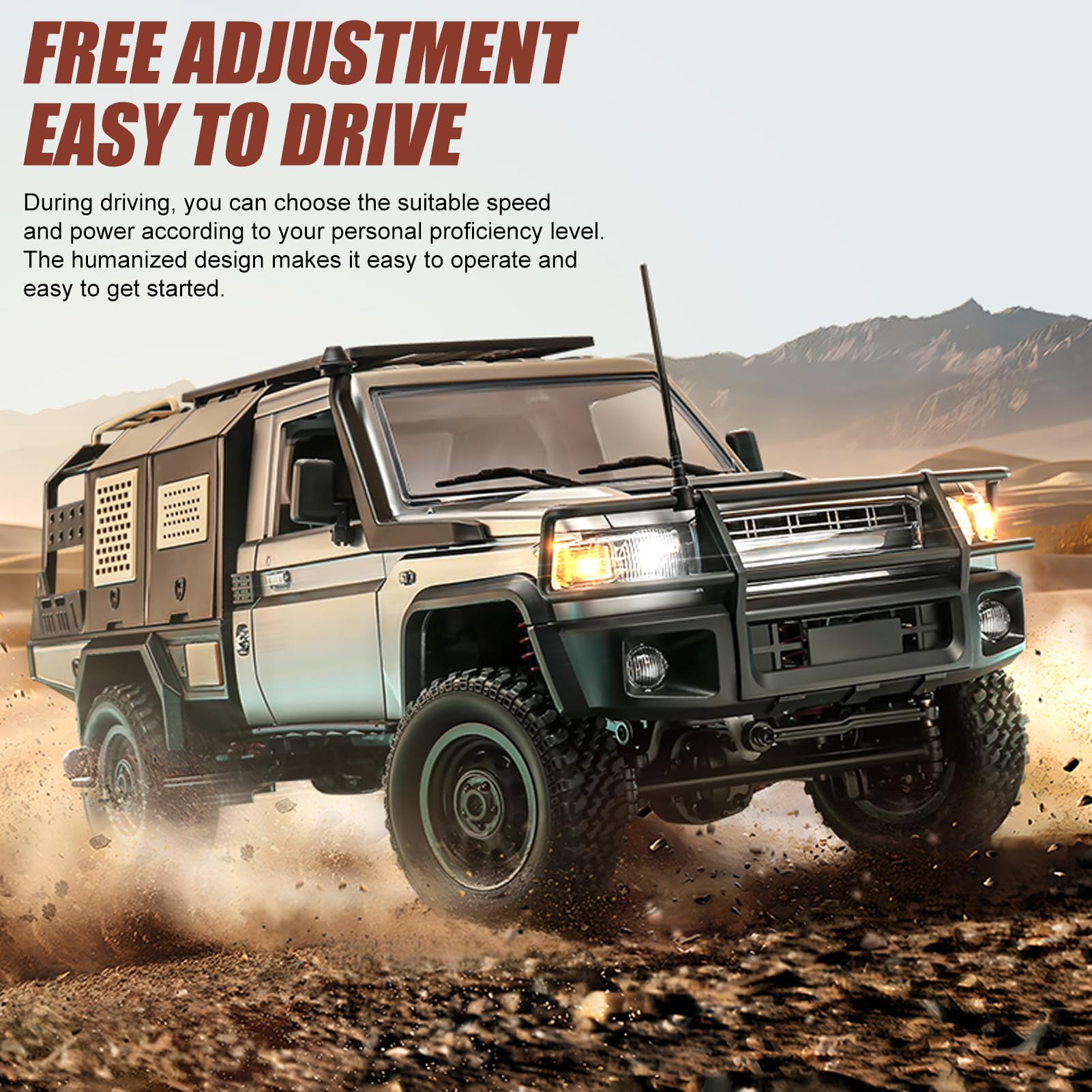 Hylukon 1:12 Scale RC Crawler Remote Control Car, 2.4GHz 4WD Off Road Rock Crawler Vehicle with Lights, DIY Electric Pickup Truck Toy for Adults Kids