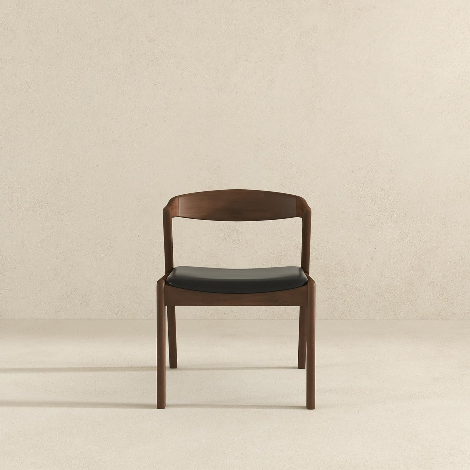 Solid Wood Black Leather Dining Chair Set of 2,for the Kitchen