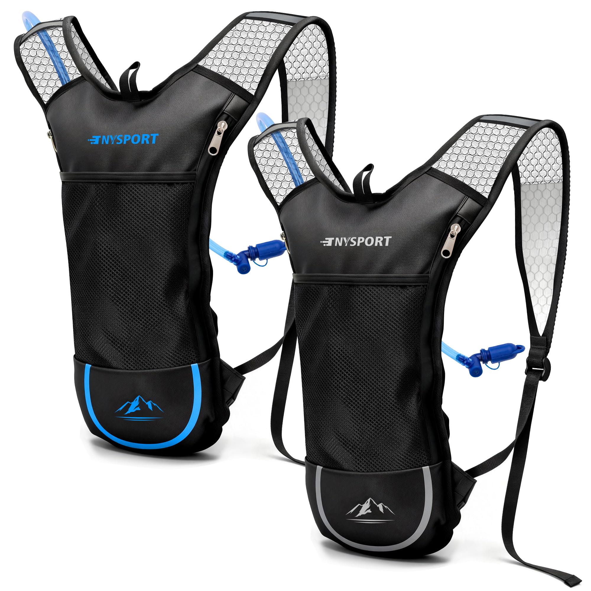 Photo 1 of 2 Pack Hydration Backpack Pack with 2L Hydration Bladder, TNYSPORT Lightweight Breathable Water Backpack with 3 Layer Pockets, Reinforced Shoulder Straps for Hiking Running Cycling