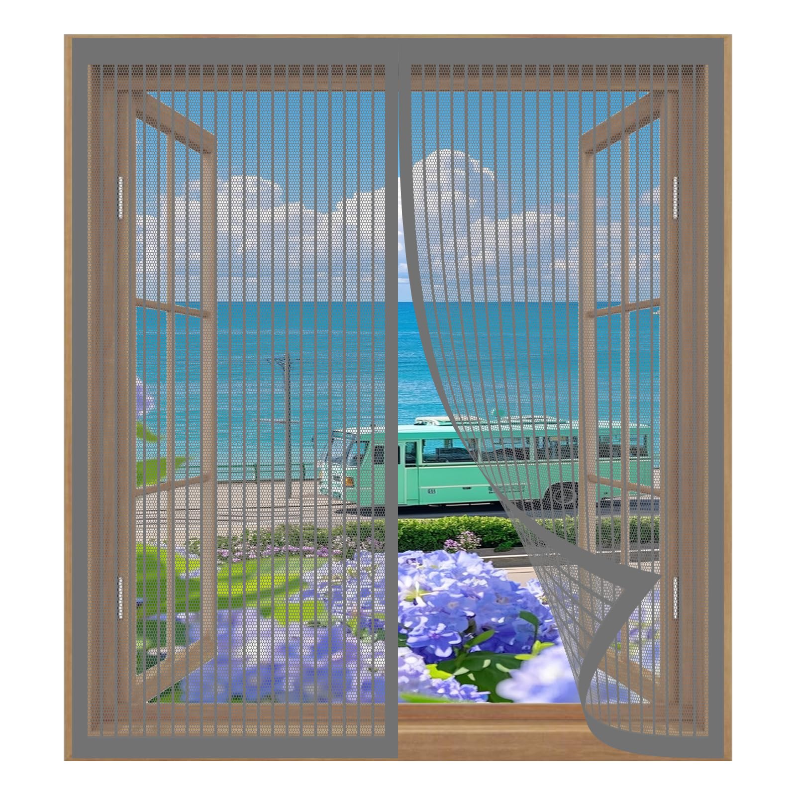Fly Screen Mosquito Net for Window 55 x 95 cm Easy Installation No Drilling Or Screwing Fly Screen Nets for Window for Windows Nets to Keep Bugs Out, Grey