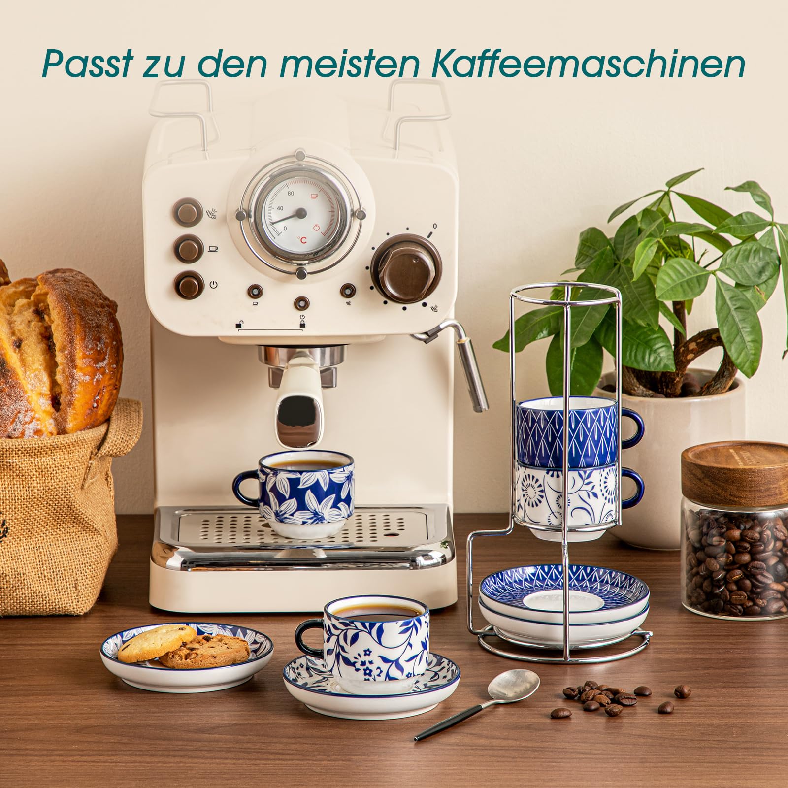 vancasso SELENE 24-tlg. Geschirrset für 6 Personen + 4tlg. Espressotassen-Set (90 ml) im Bundle