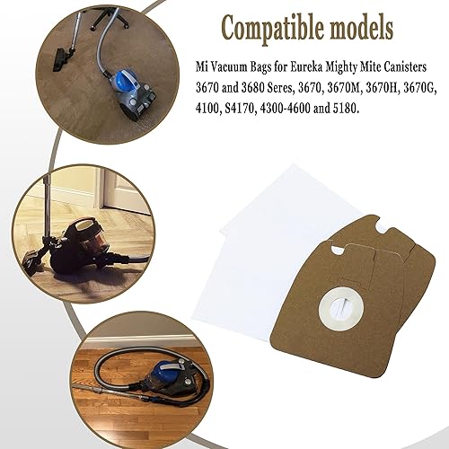Miniatura 5 de 60295 para bolsas de vacío Eureka MM Mighty Mite 3670, 3670M, 3670H, 3670G, 60295C, 60297A Mighty Mite Canisters, paquete de 10