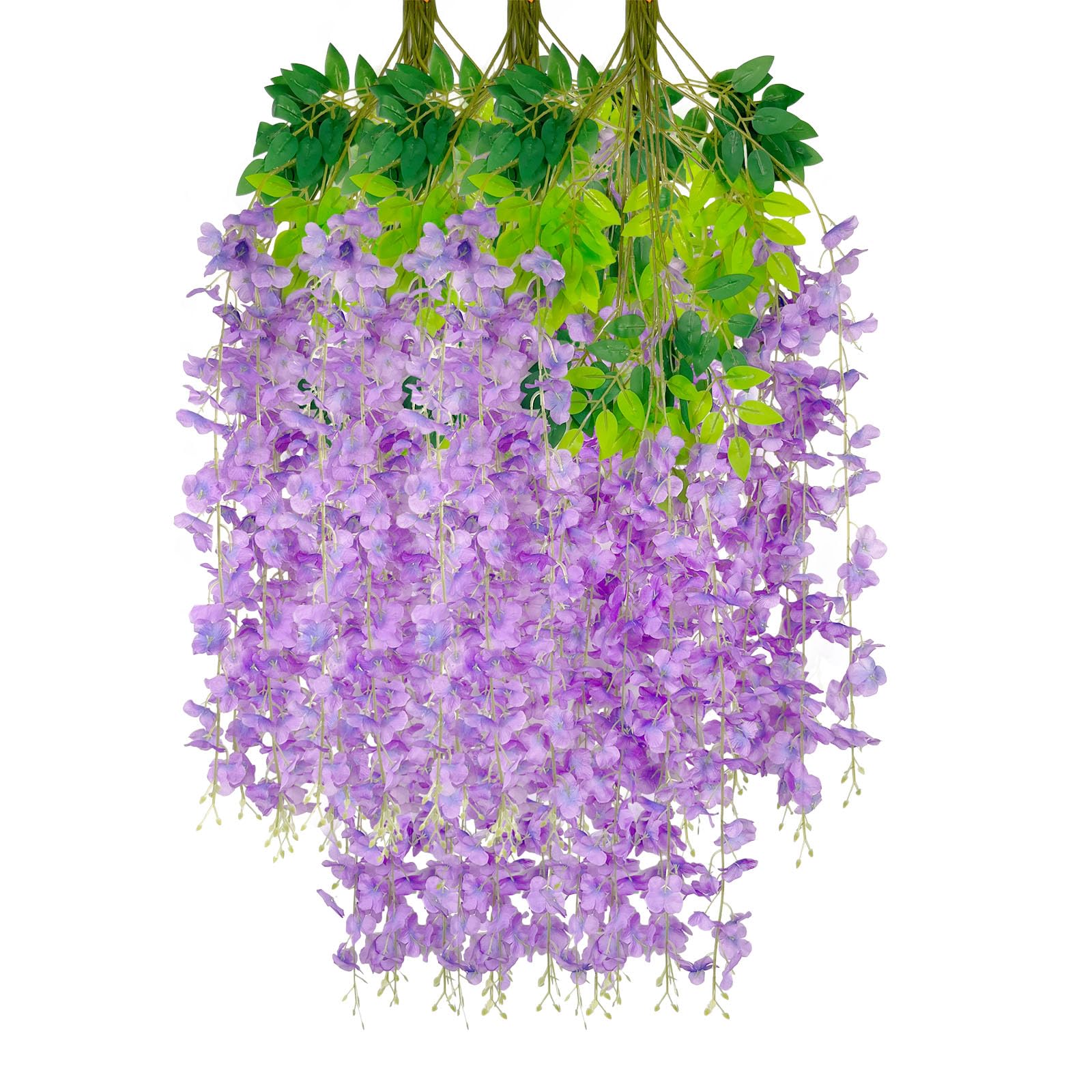 Luerbi 12 Pack Light Purple Wisteria Hanging Flowers Garland, 3.44 Feet Artificial Flower Vines, Fake Wisteria, Artificial Vines Hanging Garland for Backdrop Outdoor Yard Garden Decor — image 1