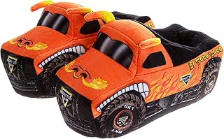 Josmo Monster Jam 슬리퍼 3D 몬스터 트럭 플러시 슬리퍼 남아용 따뜻한 슬립온 하우스 슈즈 그레이브 디거 메갈로돈 엘 토로 로코 사이즈: 5-10 유아 11-13 어린 아이