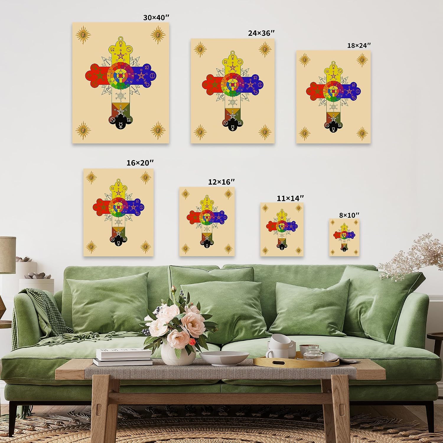 Monem Art Rose Cross Lamen Canvas - Retro Hermetic Order of the Golden Dawn Print - Secret Society Art - Gift for Men & Women - Decor for Living Room or Bedroom - Available in 8x10 to 30x40