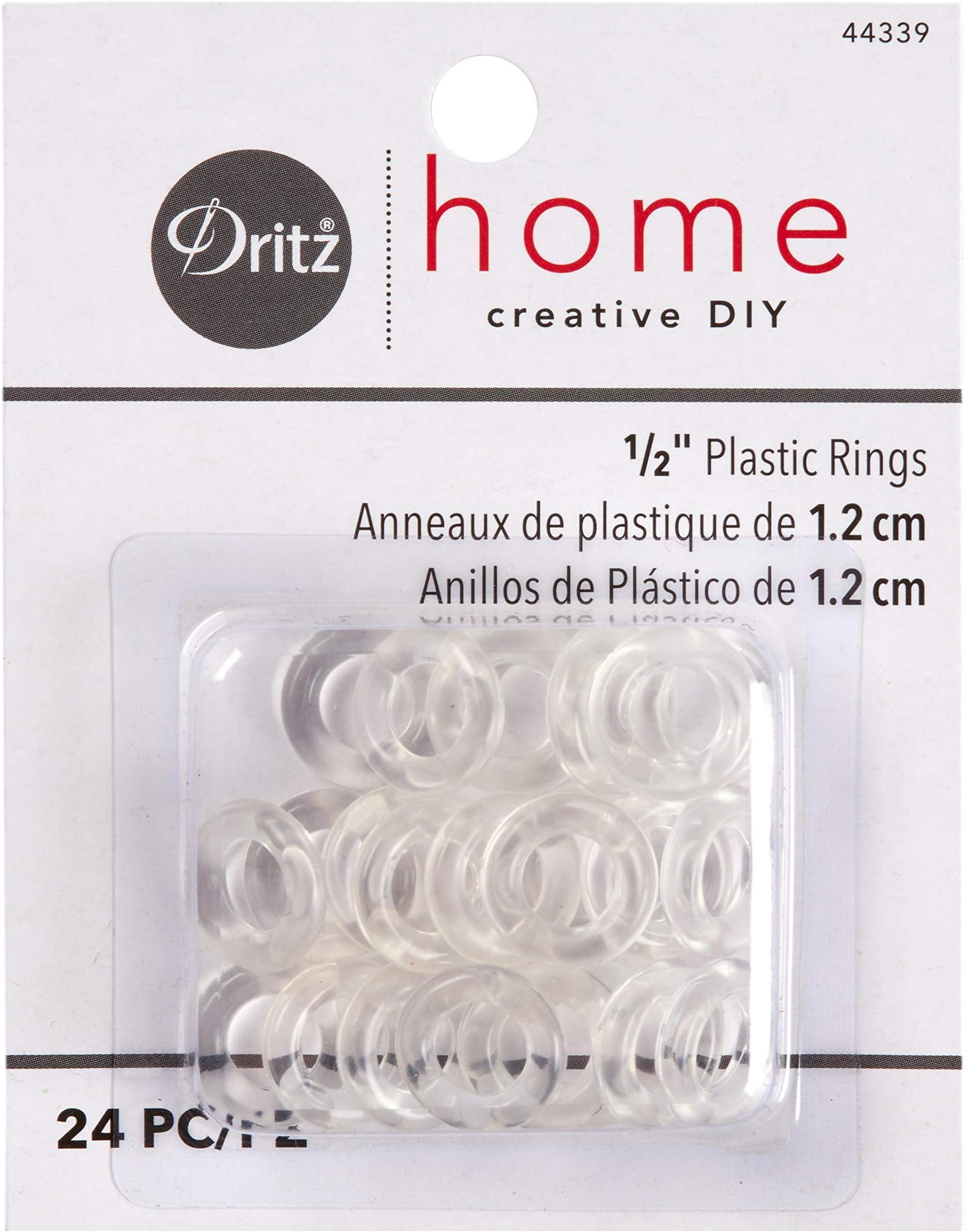 Dritz Home 1/2" Plastic Rings 24/Pkg-Clear