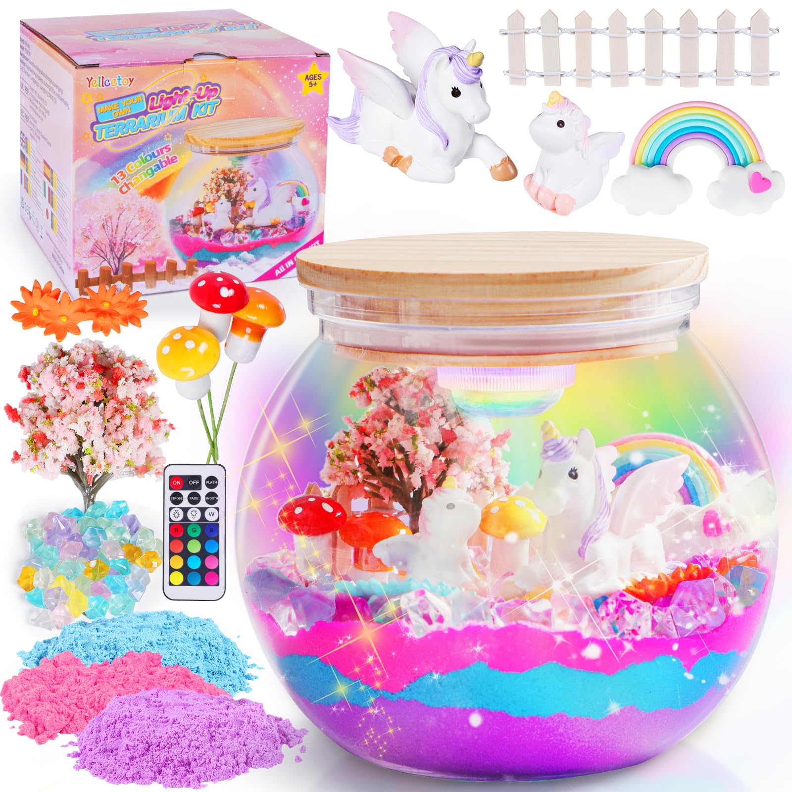 Yellcetoy Regali di Unicorno per Ragazze di 5 6 7 8 9 10 anni, Kit di Artigianato Unicorno Luminoso Giocattoli Unicorno per Bambini di 5-12 anni